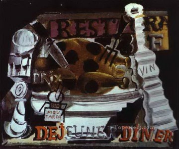El Restaurante Pavo con Trufas y Vino 1912 cubista Pablo Picasso Pinturas al óleo